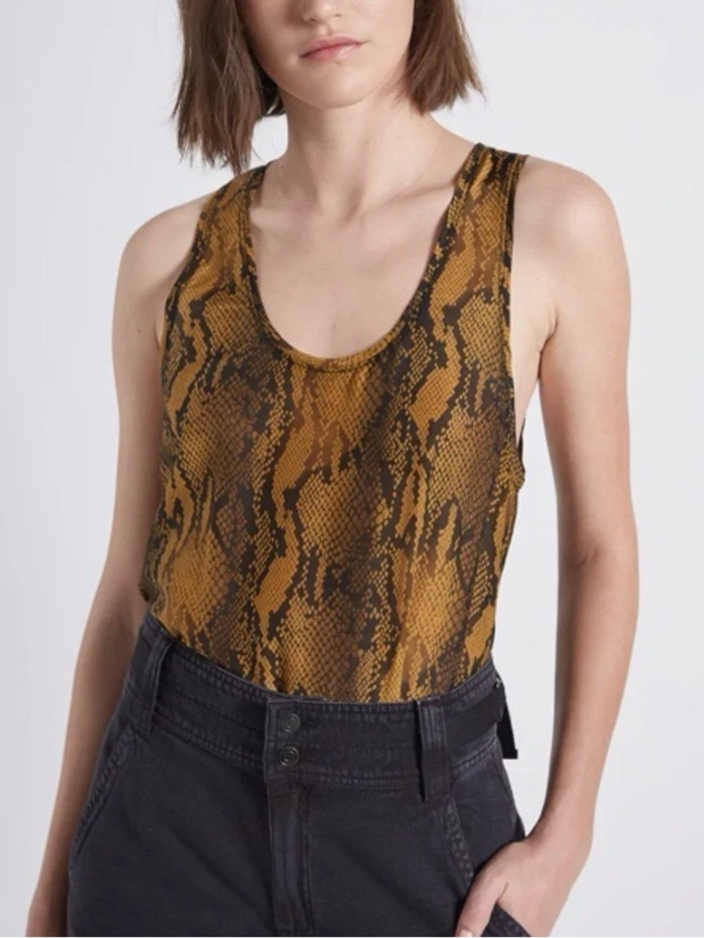 Bronze / Mustard silk blend python-print Tank Top - size M
